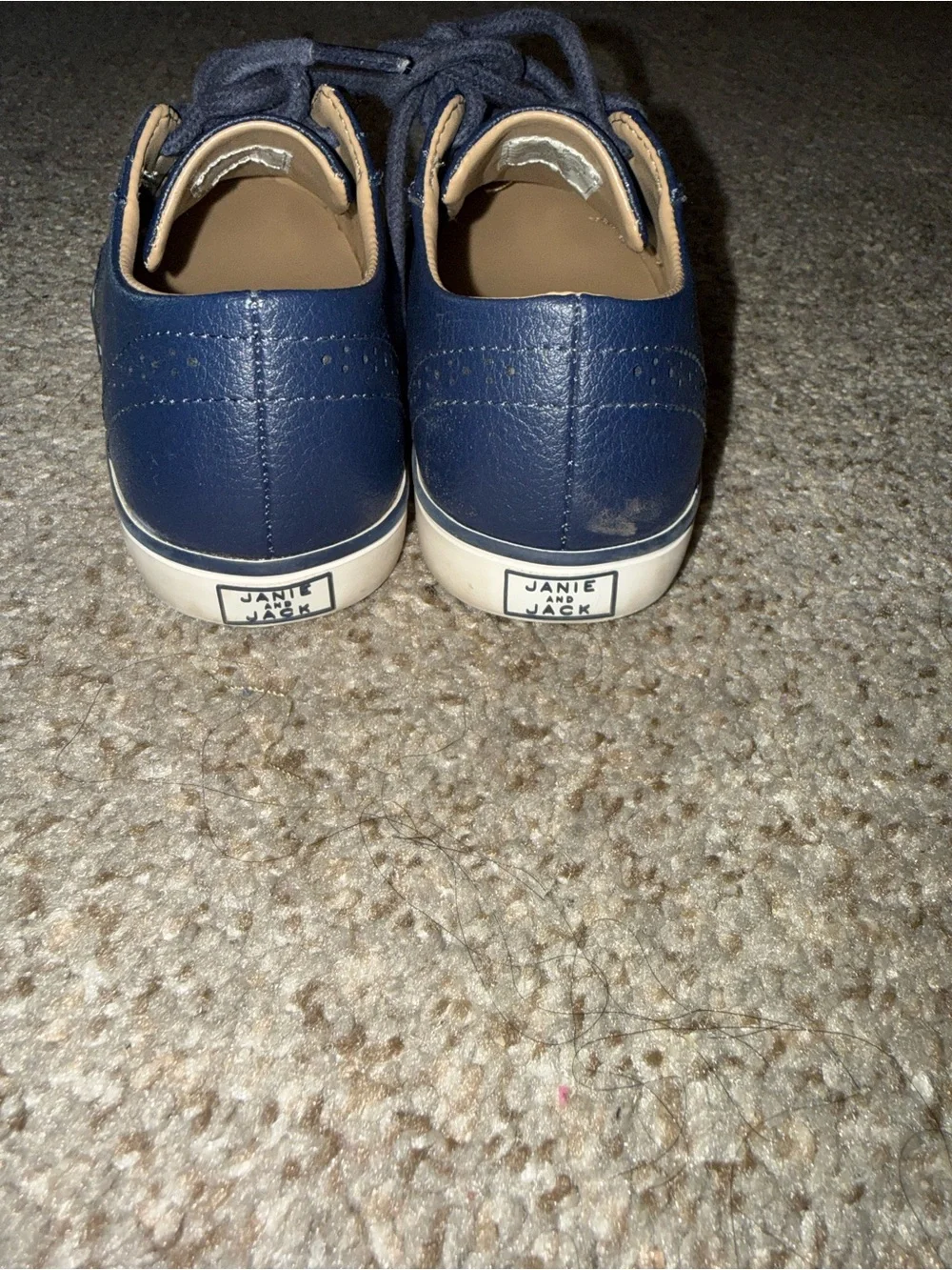 Janie and Jack Navy Leather Wingtip Sneakers
